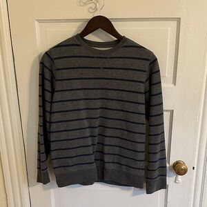 Gray and Navy Striped Sweatshirt